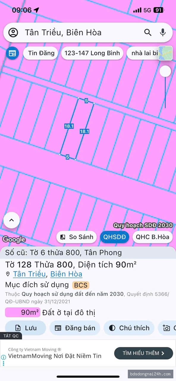 Bán đất tái định cư tại Tân Triều (90m²)
