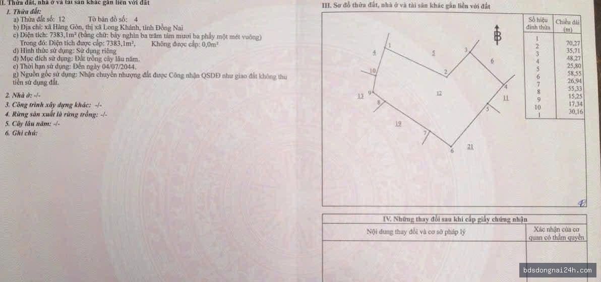 Bán bất động sản gần chợ (7383,1 m²)