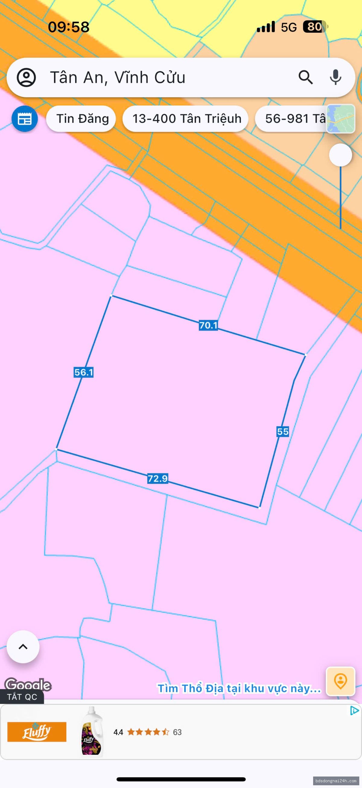 Bán bất động sản, mặt tiền tại Vĩnh Cửu (3.900m²)