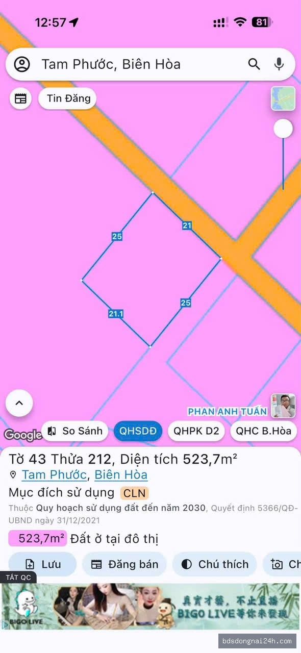 Bán đất nền (523m2)