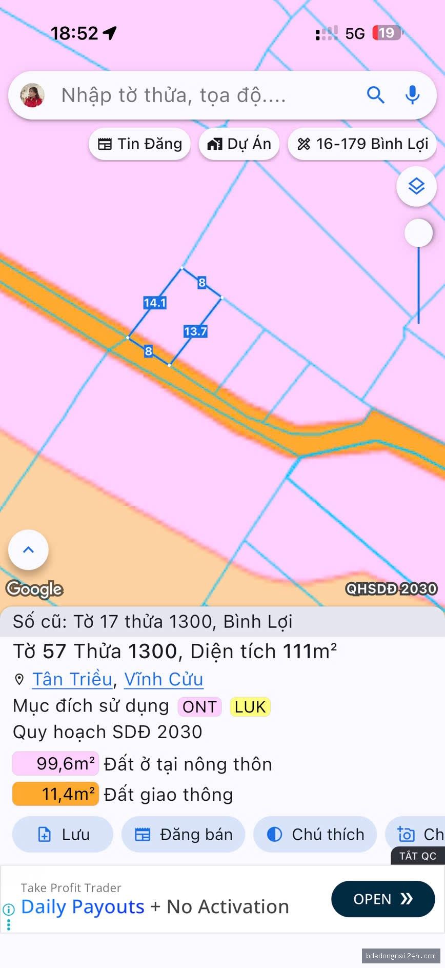 Bán đất thổ cư 100%, mặt tiền (112m²) - Hình ảnh 5