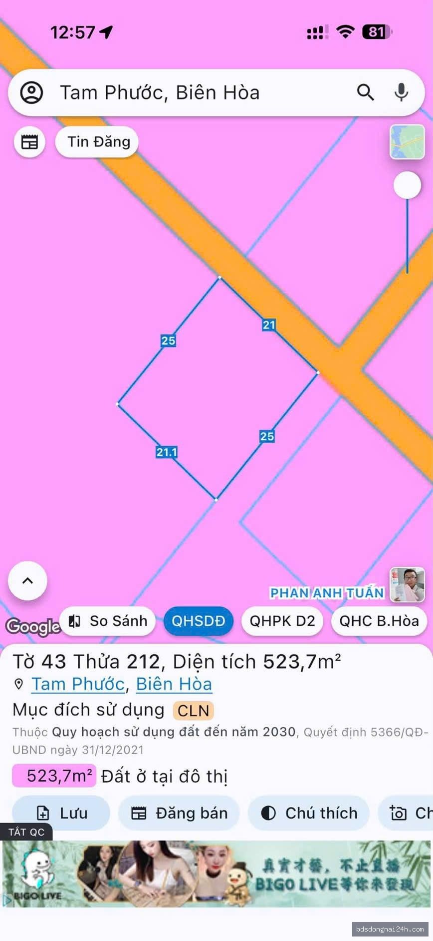 Bán đất nền (523m2)