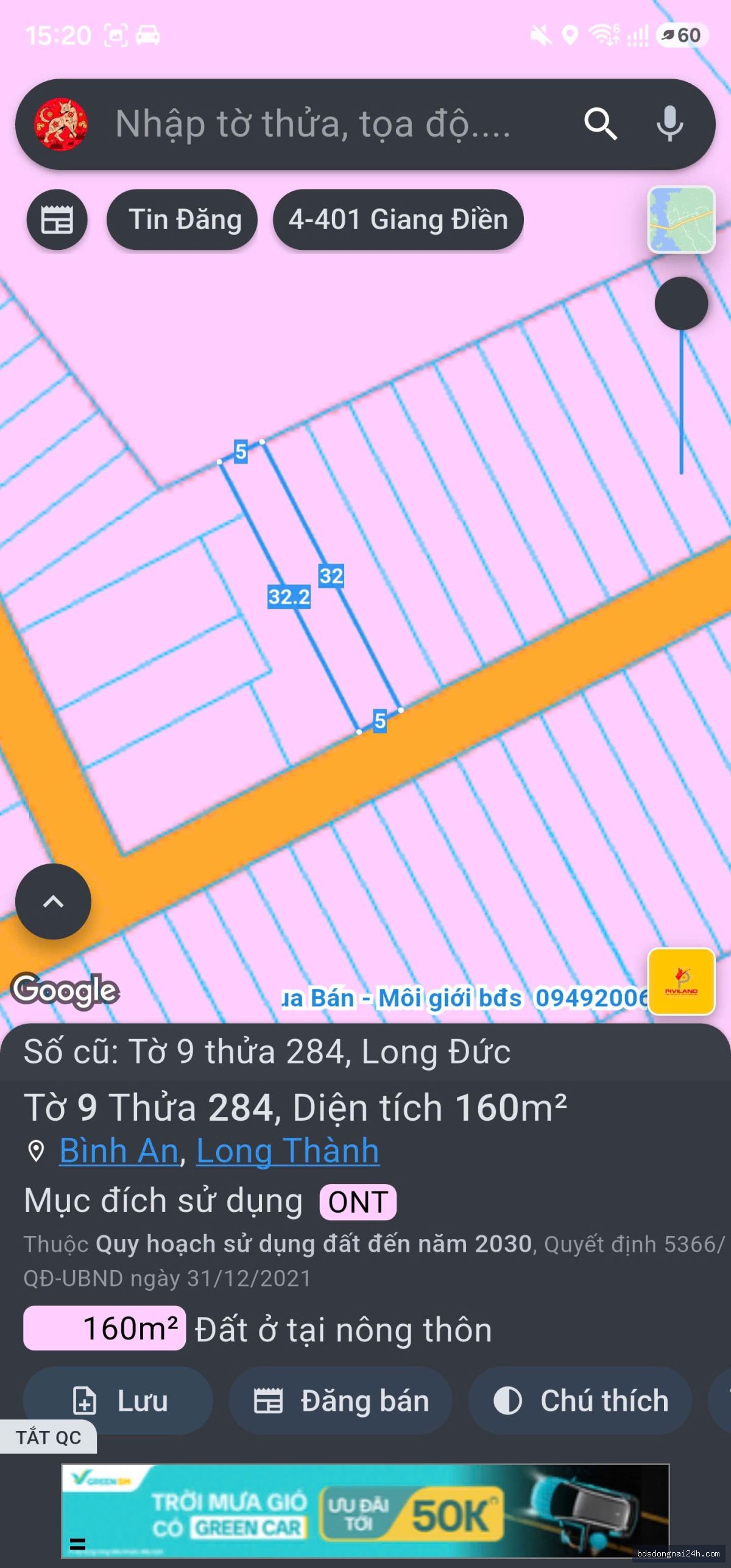 Bán đất nền tại Long Thành (160m²)