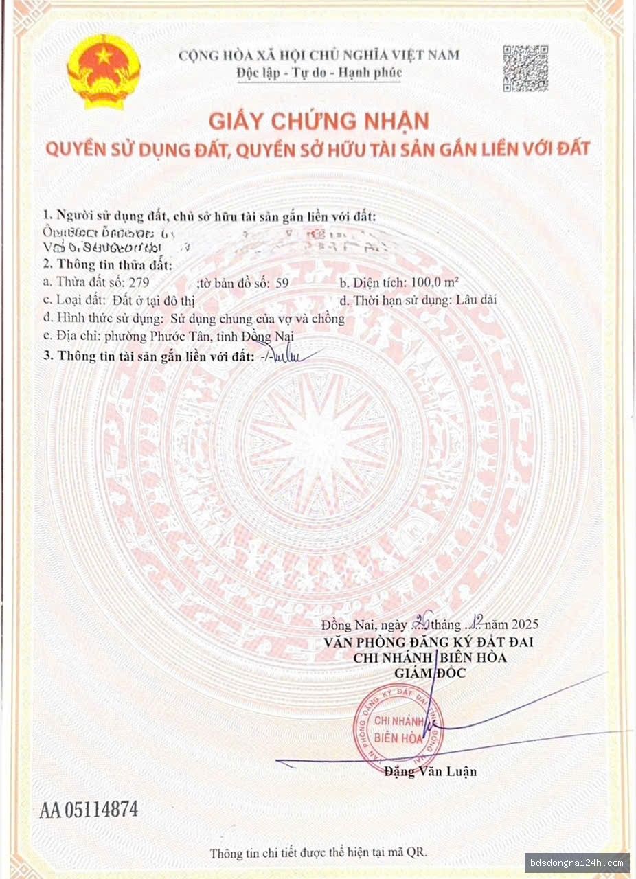 Bán đất tái định cư tại Long Thành (100m²)