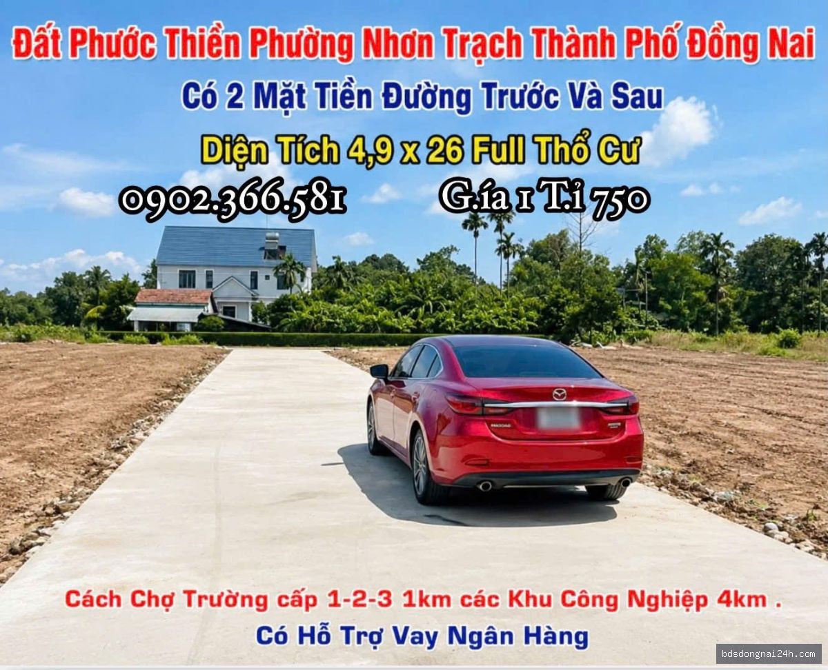 Bán đất nền mặt tiền tại Nhơn Trạch (127.4m²)