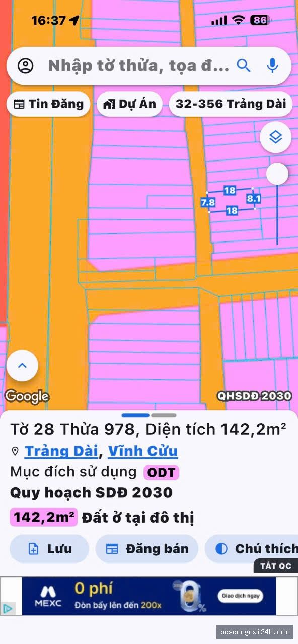 Bán đất nền tại Trảng Dài, Biên Hòa (140.4m²) - Hình ảnh 2