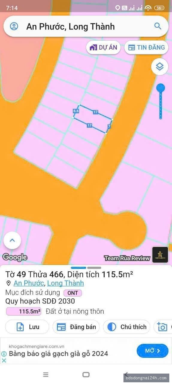Bán đất nền tại Long Thành (115,5 m²)