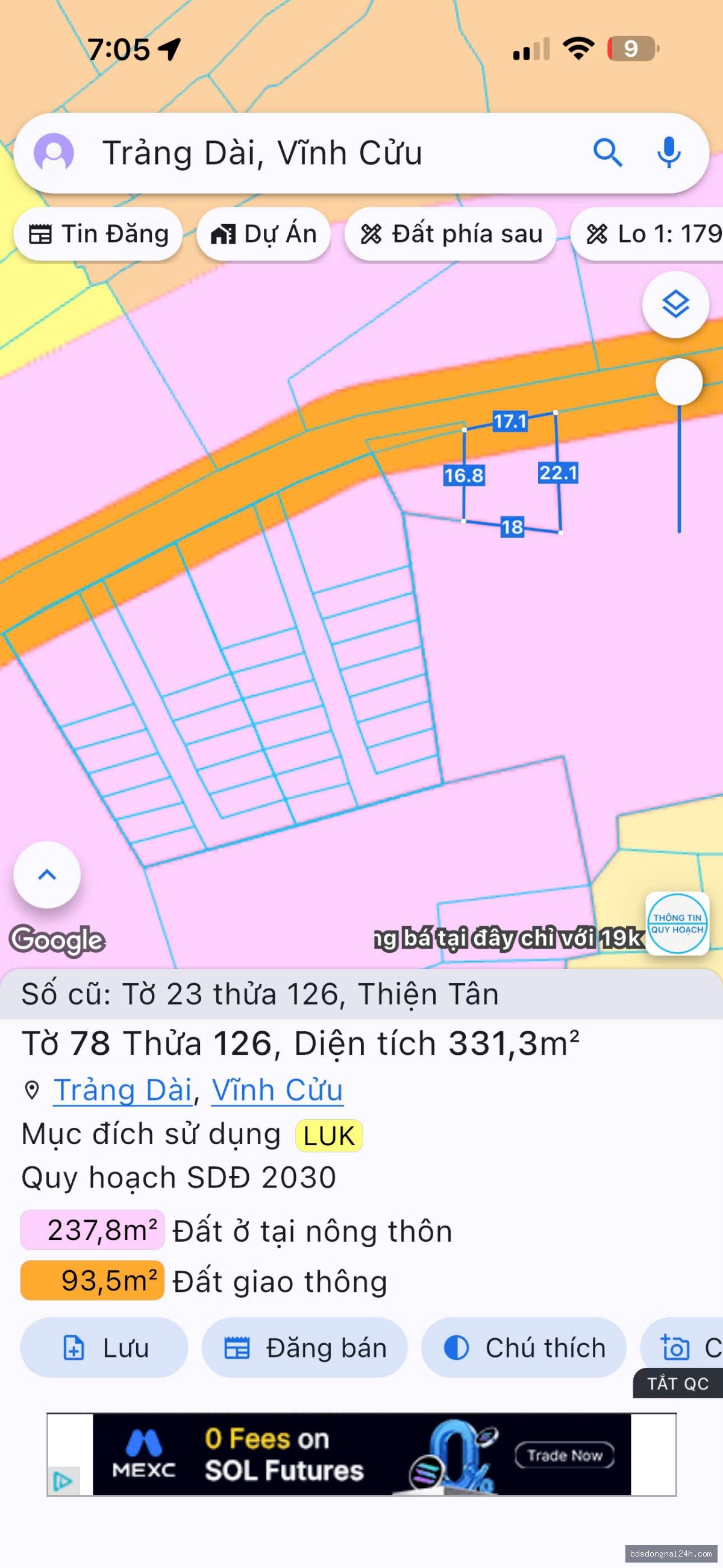 Bán đất nền mặt tiền tại Trảng Dài, Biên Hòa (331m²) - Hình ảnh 3