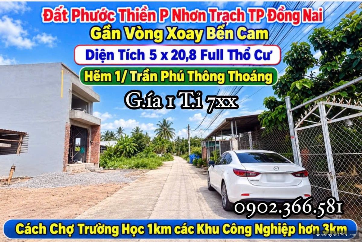 Bán đất thổ cư 100% tại Nhơn Trạch (104m²)