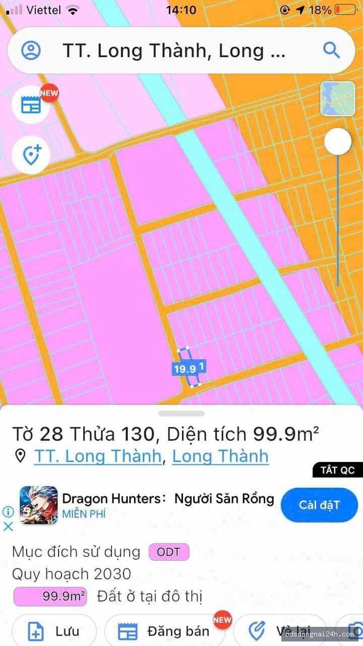 Bán đất nền, mặt tiền tại Long Thành (98m²)
