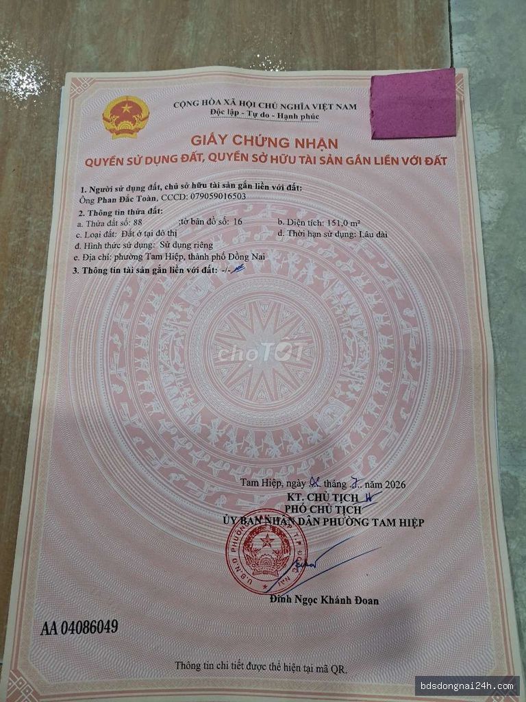 Bán bất động sản gần chợ tại Tam Hiệp, Biên Hòa - Hình ảnh 1